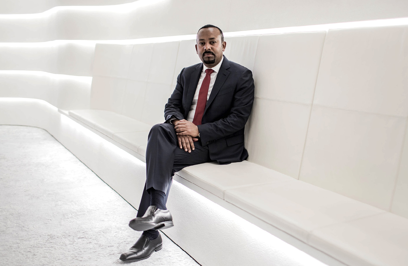 Abiy Ahmed Ali på statsministerens kontor i Addis Abeba. Foto: Finbarr O'Reilly for Nobels Fredssenter